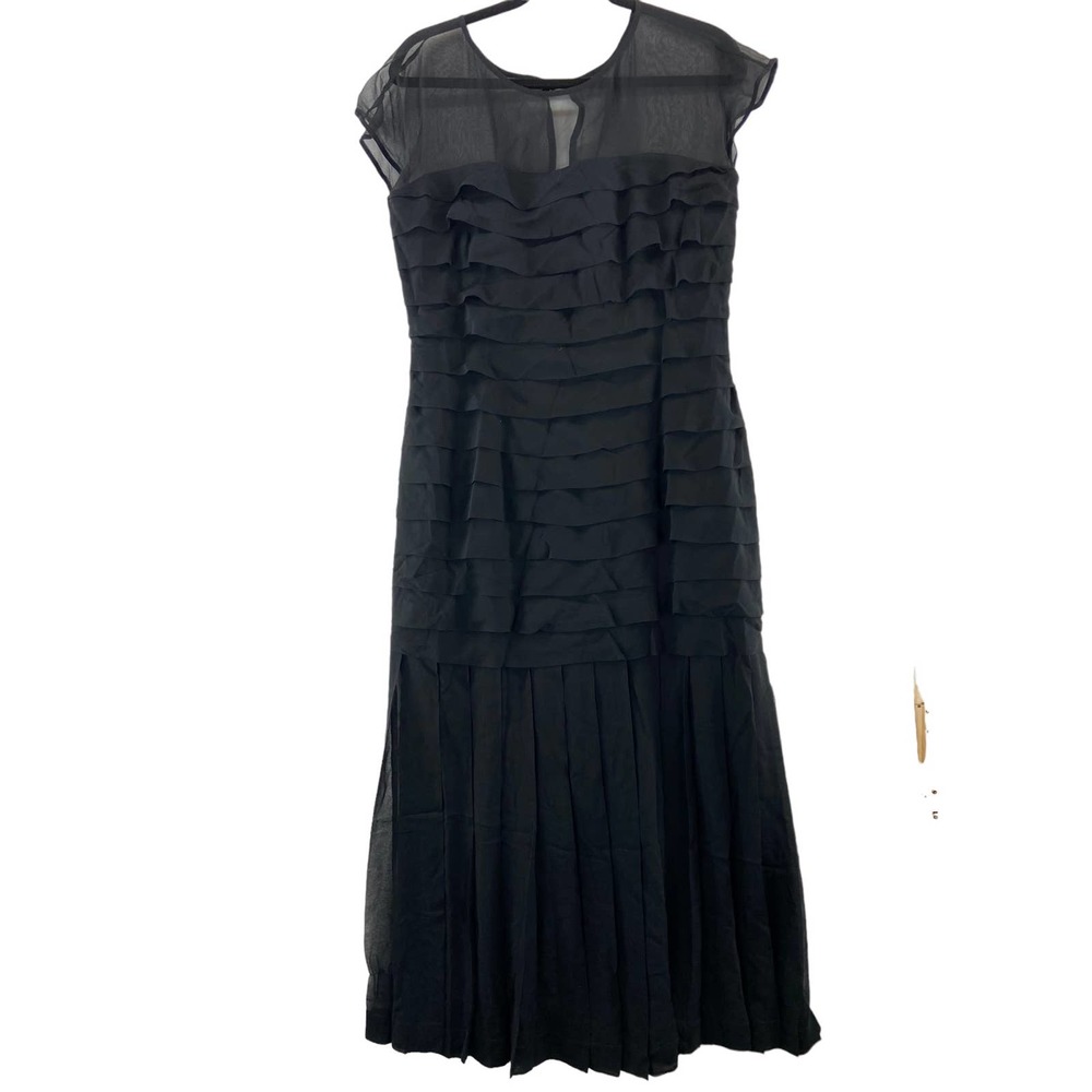 Carmen Marc‎ Valvo Black Silk Dress Sz 14